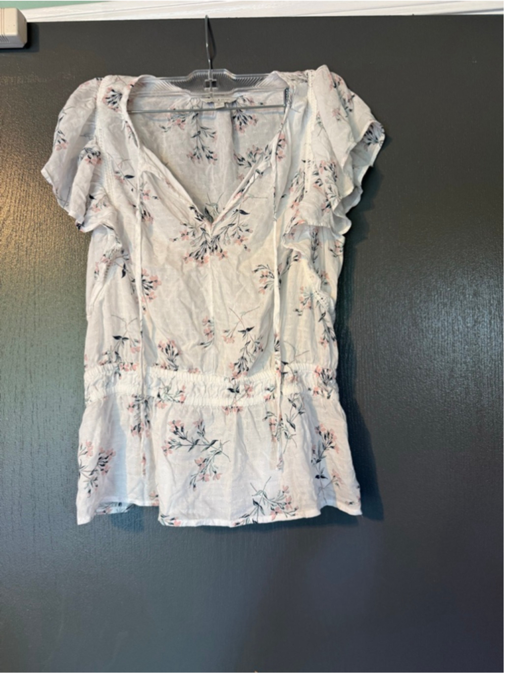 Women's Lucky Brand White Floral Blouse M